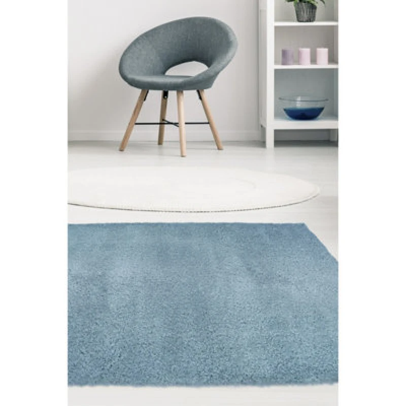 Image of Melrose Super Soft Venus Shaggy Snuggly Plain Denim Area Rug 080/150Cm