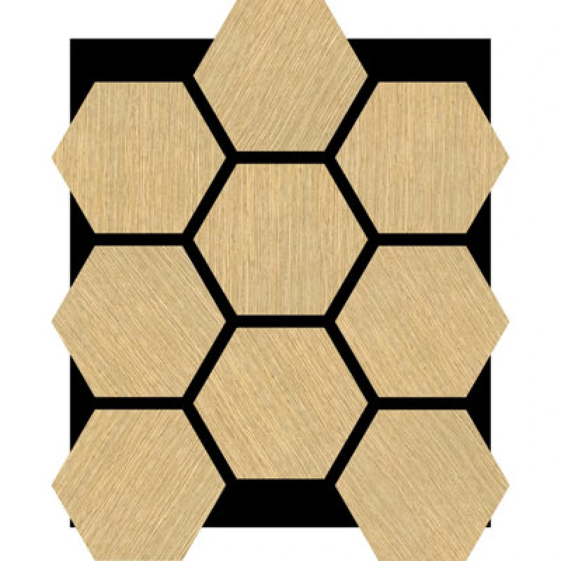 Image of Wall Panels UK White Oak Hexagonal Acoustic Wall Panels ( 2 Pack )