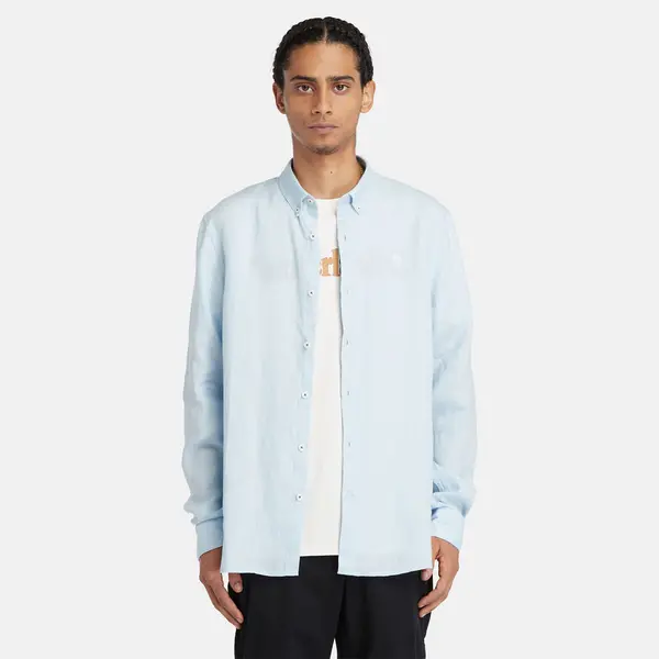 Image of Timberland Mill Brook Linen Shirt For Men In Light Blue Blue, Size L