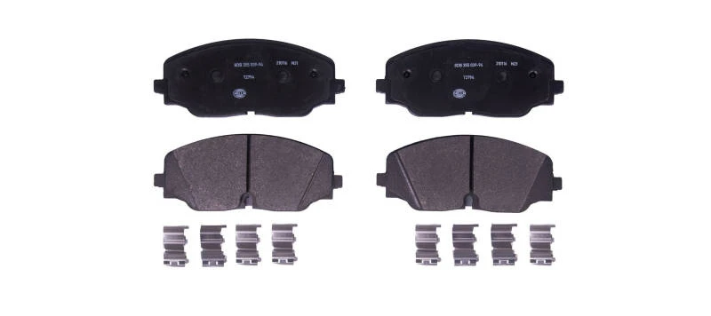 Image of HELLA 8DB 355 039-941 Brake pad set prepared for wear warning indicator, with accessories, with brake caliper screws Brake Pad Set,disc brake (402)