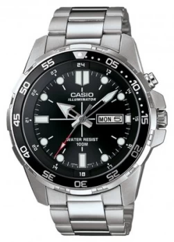 Image of Casio Mens Stainless Steel Rotating Bezel Backlight Watch
