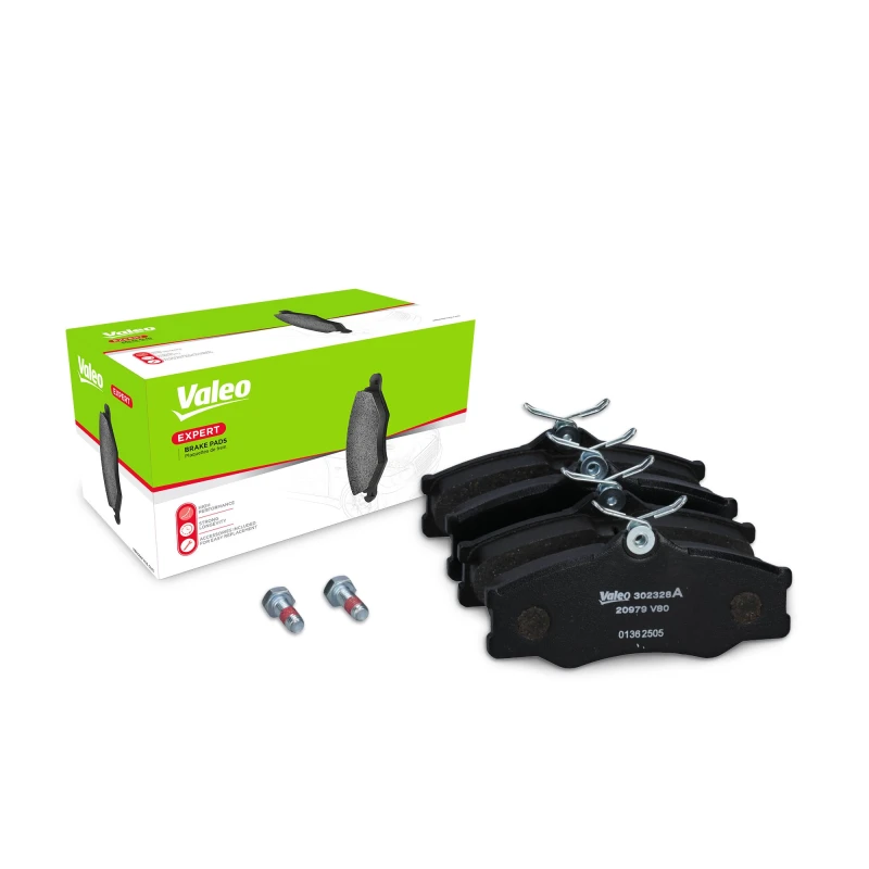 Image of VALEO 302328A Brake pad set EXPERT Front Axle, excl. wear warning contact, without anti-squeak plate Brake Pad Set,disc brake (402)