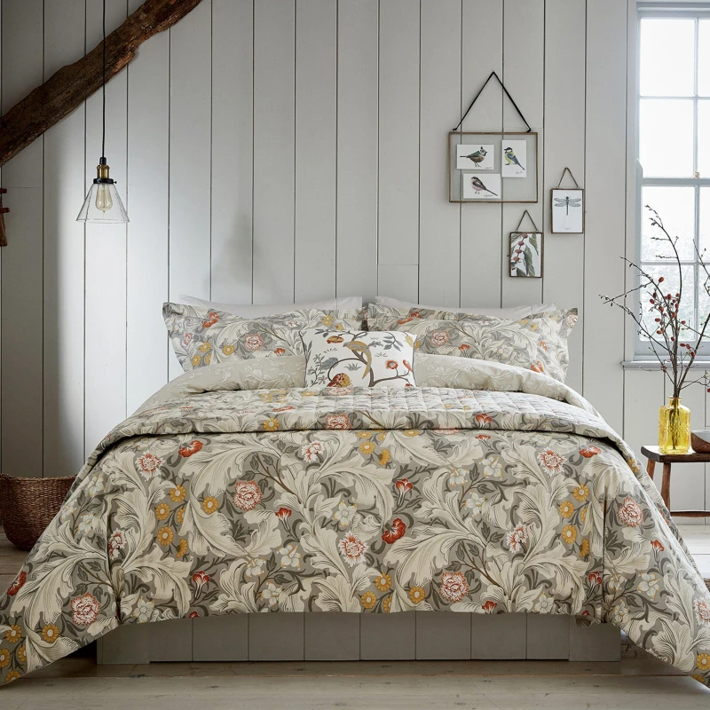Image of Morris & Co 'Leicester' Cotton Duvet Cover Set Grey