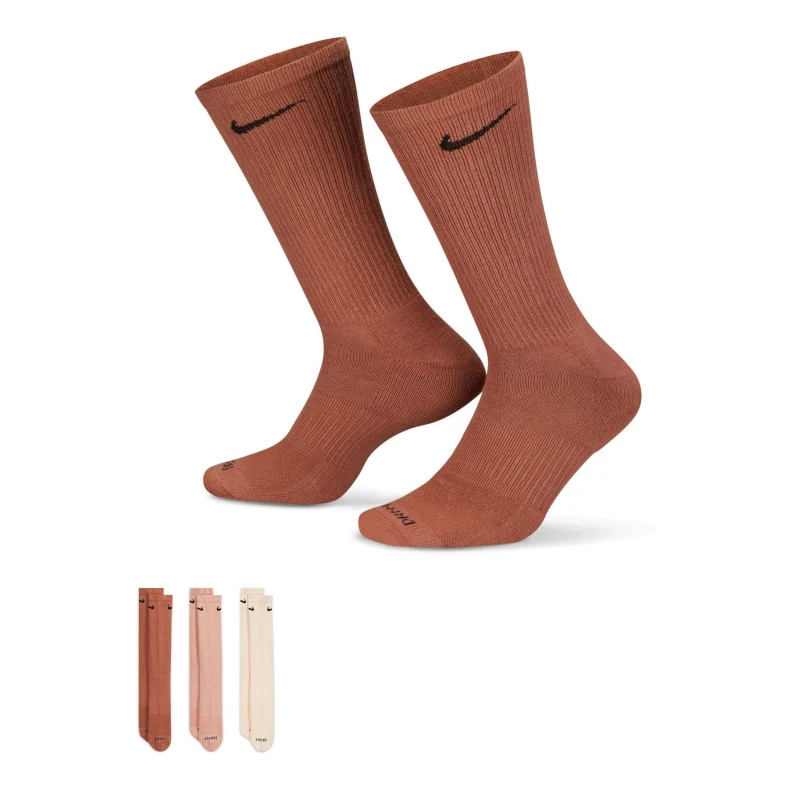 Image of Nike 3 Pack Crew Socks Mens Clay/Black male S 2-5