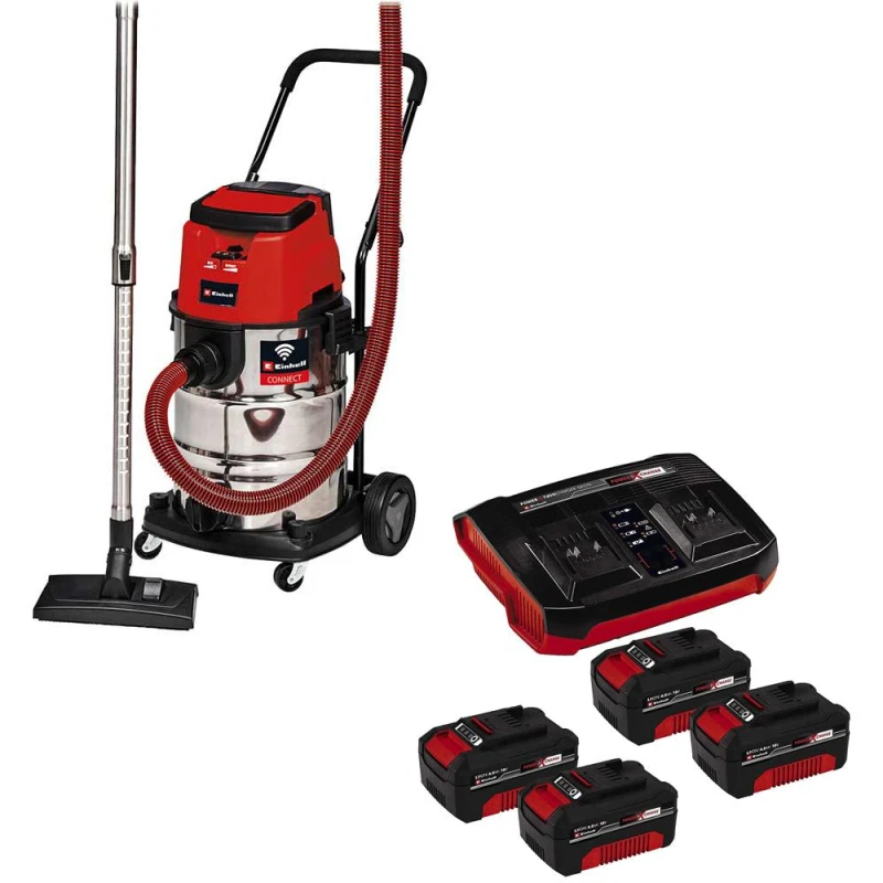 Image of Einhell TP-VC 36/30 S Auto 36v Cordless Wet & Dry Vacuum Cleaner 30L 4 x 4ah Li-ion Twin or Dual Battery Charger TP-VC 36/30 S Auto