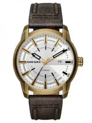 Image of Diesel Mens Armbar Silver Dial Distressed Brown Leather Strap...