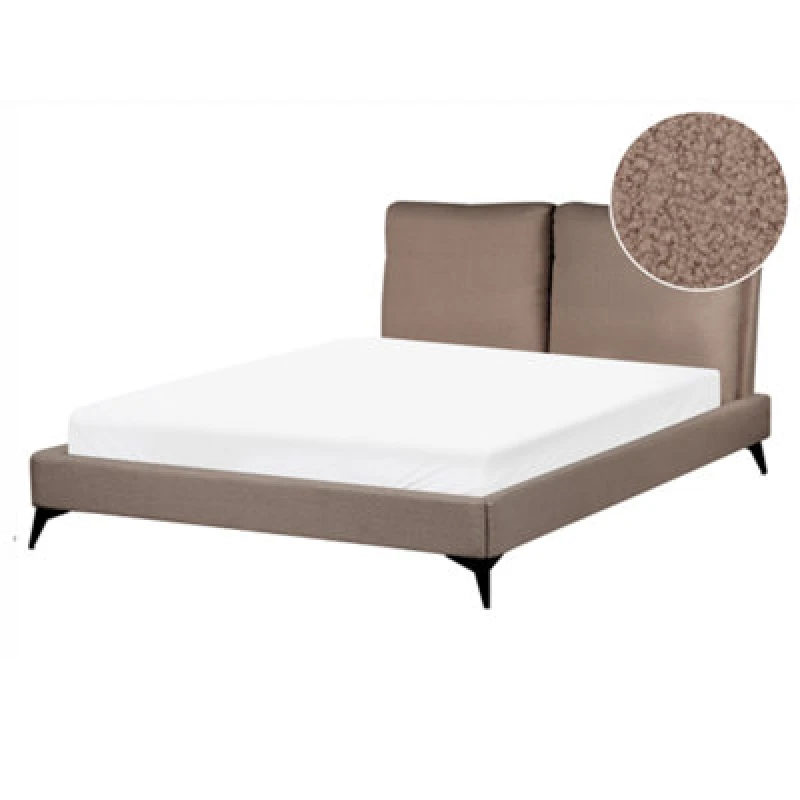 Image of Beliani Bed Boucle Melle 140 X 200 Cm (Eu Double) Brown