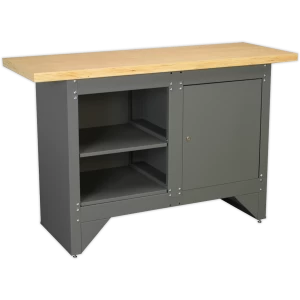 image of Sealey Heavy Duty Metal Workbench with Cupboard 1.37m