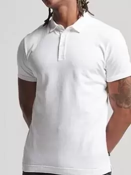 Image of Superdry Studios Jersey Polo Shirt, White, Size 2XL, Men