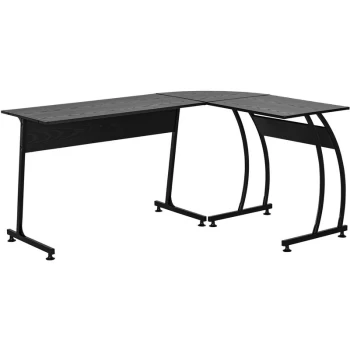 Image of Homcom - L Shape Computer Desk Corner Display Table Laptop Study Desk Minimalist Space Saving Wood Steel Gaming PC Workstation for Home Office