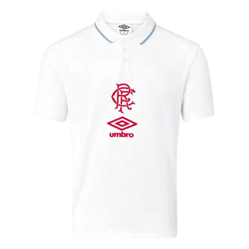 Image of Umbro Umbro Men Rangers FC Short-Sleeved Travel Polo Shirt in White Size: large White L Male 5063918968522