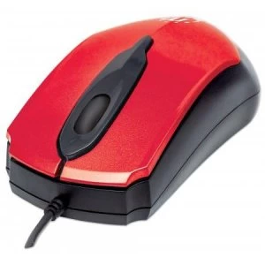 Image of Manhattan Edge USB Wired Mouse Red 1000dpi USB-A Optical Compact Three Button with Scroll Wheel Low friction base Blister