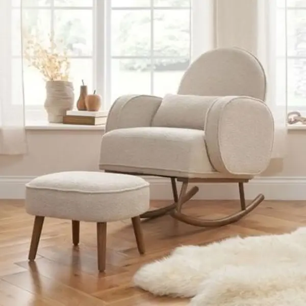 Image of Micah Rocking Chair & Footstool in Brown - Tutti Bambini