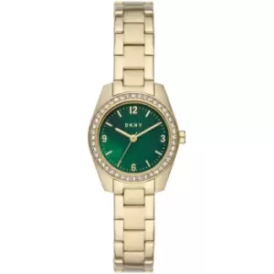 Image of Ladies DKNY Nolita Glitz Three-Hand Gold-Tone Stainless Steel Watch