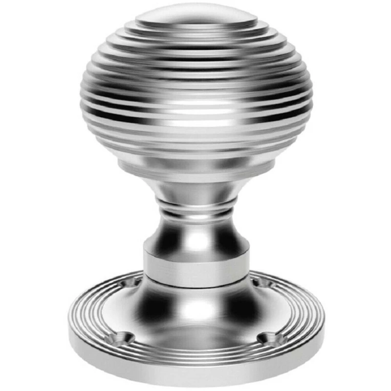 Image of Loops PAIR Round Textured Mortice Door Knob 52mm Dia Satin Chrome Beehive Knob Multi unisex