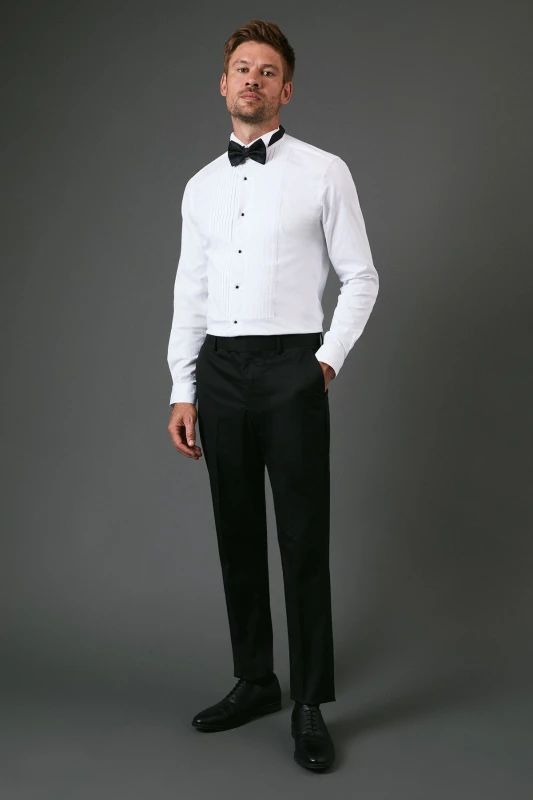 Image of Burton Mens Black Slim Fit Tuxedo Suit Trouser Black 32R Male BBB05803