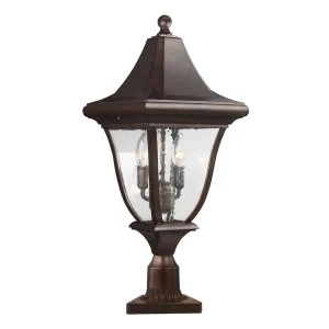 Image of 3 Light Medium Outdoor Post Lantern Bronze IP44, E14