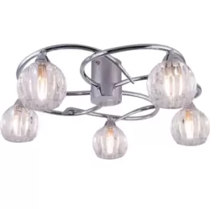 image of Harperliving - bolla LED 5-Lights Energy Saving LED Ceiling Light, Polished Chrome, Natural White (4000K), Bulbs Included