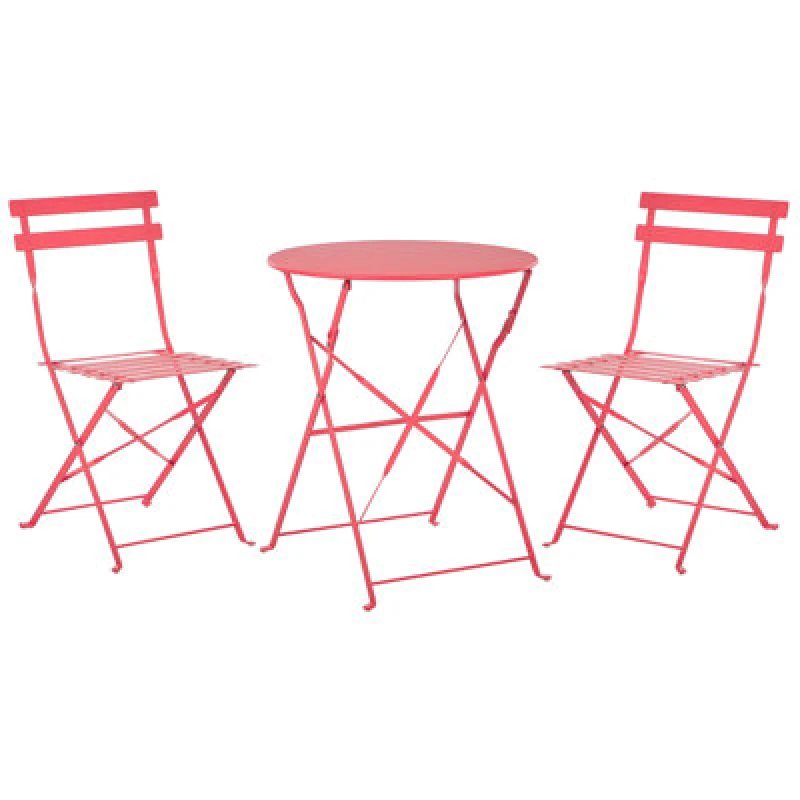 Image of Beliani Bistro Set Folding Fiori Metal Red