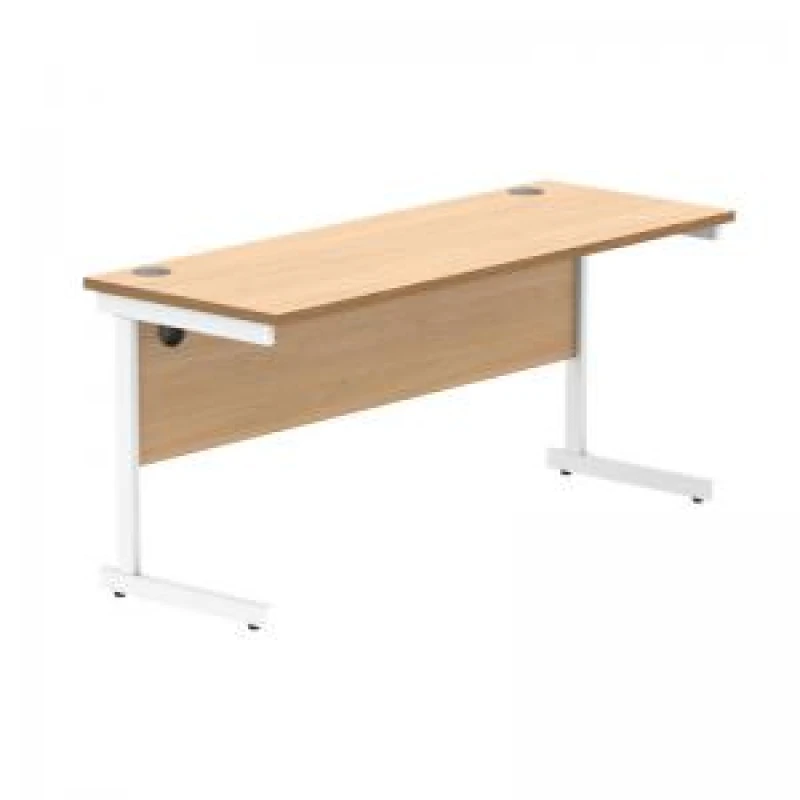 Image of Astin Rectangular Single Upright Cantilever Desk 1600x600x730 Norwegian Beech/Arctic White KF824329