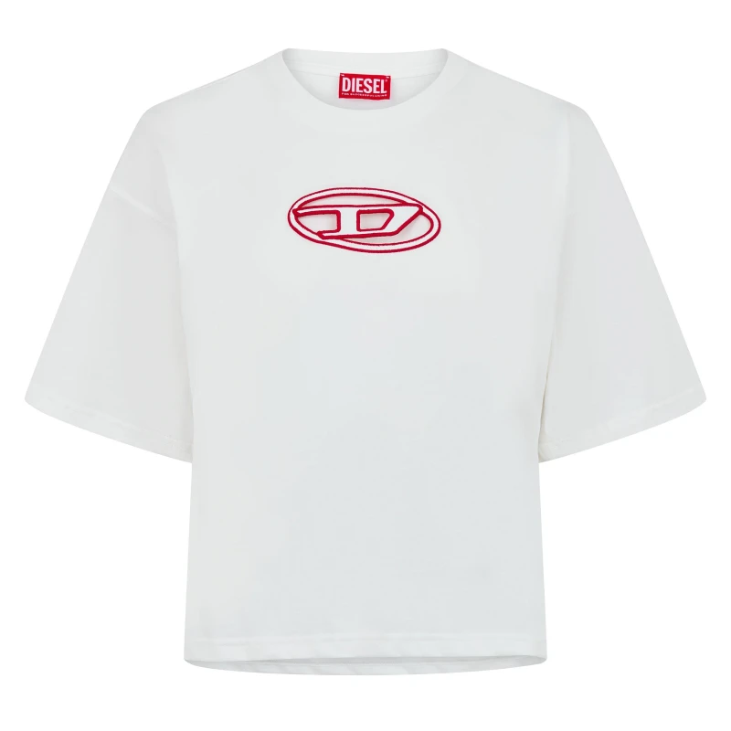 Image of Diesel Womens Buxt Cropped Oversized T-Shirt White female 10