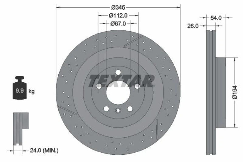 Image of Brake disc TEXTAR 92307905