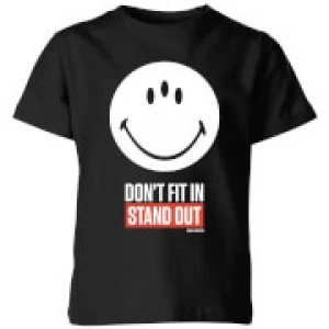 Image of Smiley World Slogan Don't Fit In, Stand Out Kids T-Shirt - Black - 11-12 Years
