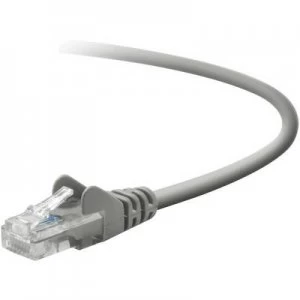 image of Belkin RJ45 Network cable, patch cable CAT 5e U/UTP 30.00 m Grey incl. detent