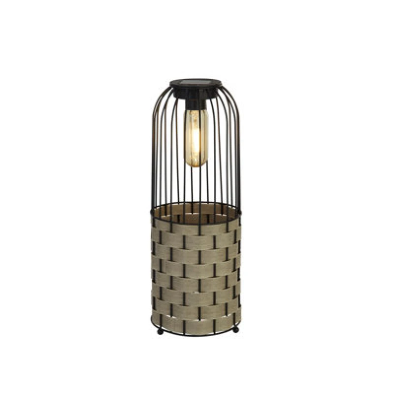 Image of Lighting Collection Pisa Black Rattan Solar Lantern