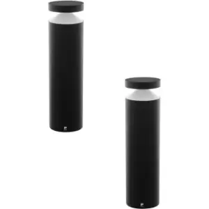 Image of 2 PACK IP44 Outdoor Pedestal Light Black Cast Aluminium 11W LED Post