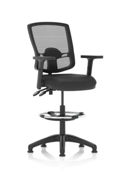 Image of Eclipse Eclipse Plus II Lever Task Operator Chair Deluxe Mesh Back With Black Bonded Leather Seat With Height Adjustable Arms With High Rise Draughtsm