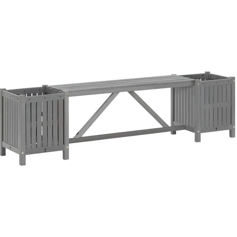 Image of VIDAXL Garden Bench with 2 Planters 150cm Solid Acacia Wood Grey Vidaxl 8720286113424