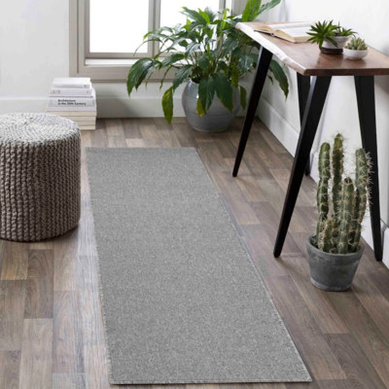 Image of Simple Low Pile Modern Tufted Area Rugs For Living Room With Felt Backing Silver 60X220 Cm