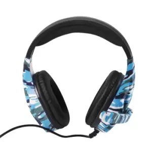 Image of VYBE Camo Wired Gaming Headset With LED Lights - Marine Blue