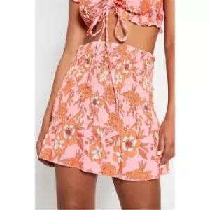 Image of I Saw It First Orange Frill Hem Shirred Mini Skirt - Orange
