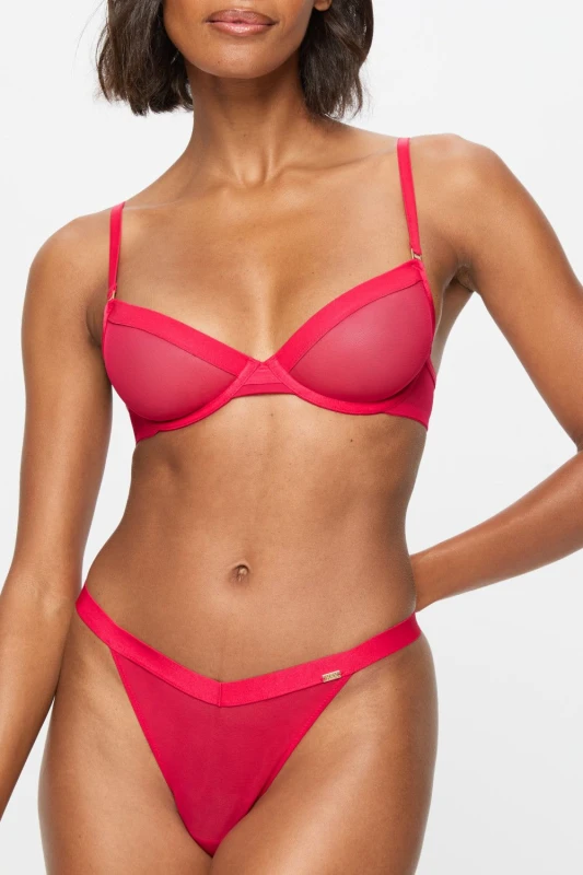 Image of KBX Womens Zadie Non Pad Plunge Bra in Red Size: 34D Red Female 34D
