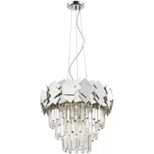 Image of Zumaline Quasar Crystal Pendant Ceiling Light, Chrome, 6x E14