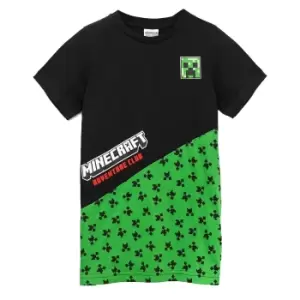 Image of Minecraft Childrens/Kids Creeper Colour Block T-Shirt (13-14 Years) (Black)
