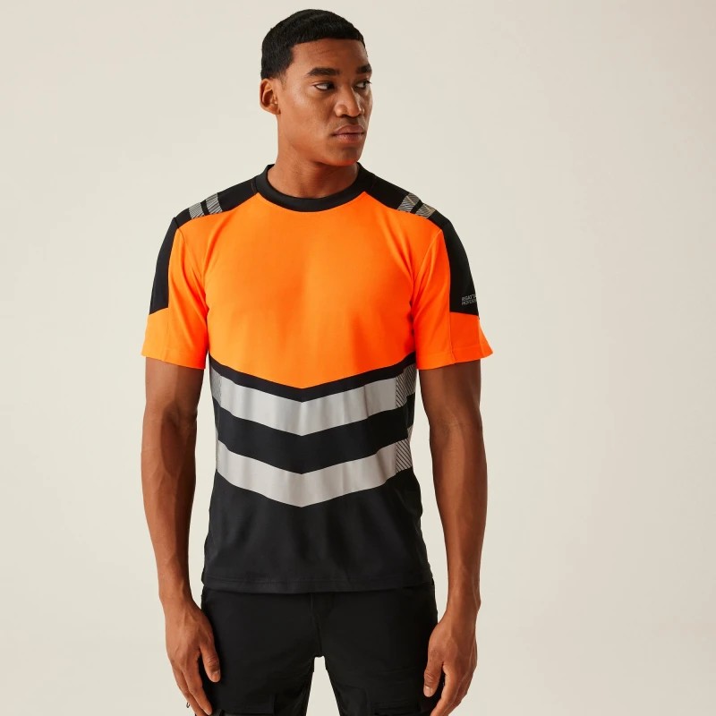 Image of Regatta Regatta Men Hi-Vis X-PRO T-Shirt in Orange Size: Small Orange S Male 5063019884608