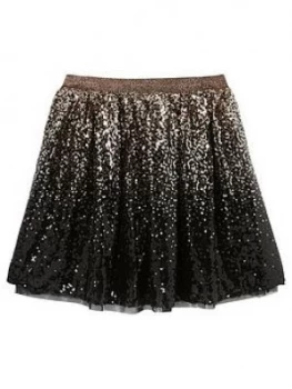 image of Mintie By Mint Velvet Girls Ombre Sequined Skirt - Dark Gold