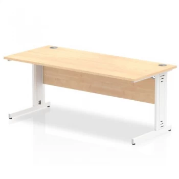 Image of Trexus Rectangular Desk White Cable Managed Leg 1800x800mm Maple Ref