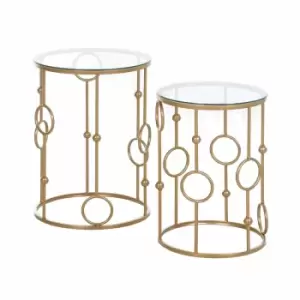 image of HOMCOM Set Of 2 Nesting Round Coffee Tables Gold