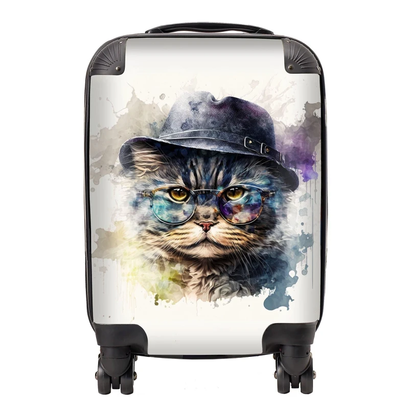 Image of Warren Reed - Designer Selkirk Rex Cat Splashart Suitcase Size: Large Multicolor Unisex Large