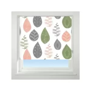 Image of Universal - Leaf Patterned Thermal Blackout Roller Blind, Multi, W120cm
