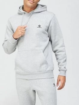 Image of Converse Embroidered Star Chevron Pullover Hoodie - Vintage Grey Heather, Vintage Grey Heather, Size XL, Men