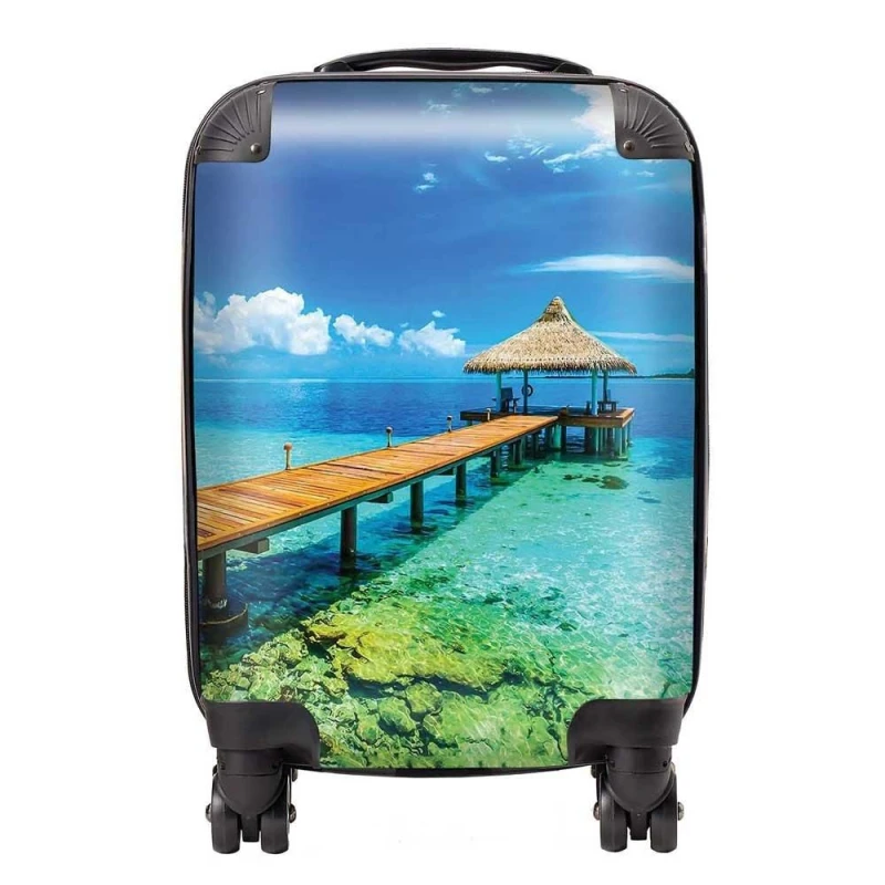 Image of Warren Reed - Designer Maldive Beach Resort Suitcase in Blue Size: Large Blue Unisex Large