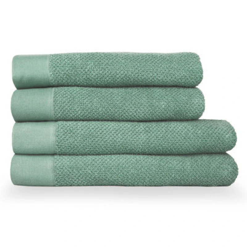 Image of Furn Textured Weave Oxford Panel Cotton 4 Piece Bath Towel/Bath Sheet Bale Green