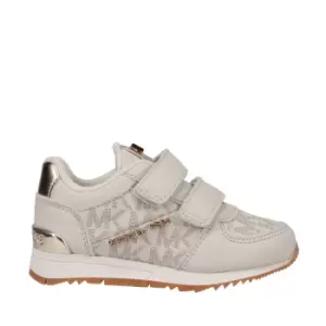 Image of Michael Kors Girls Allie Jogger Hook & Loop Trainers - Vanilla/Gold - UK 10 Kids