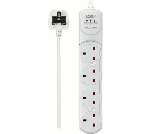 Image of Logik L4W4S18 Surge Protected 4-Socket Extension Lead 4m
