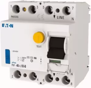 Image of Eaton 4 Pole Type B Residual Current Circuit Breaker, 40A PXK, 300mA